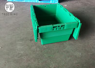 صناديق تخزين بلاستيكية خضراء معاد تدويرها مع اغطية مفصلية ، اغطية الحاويات المرفقة 500 X 330 X 236mm